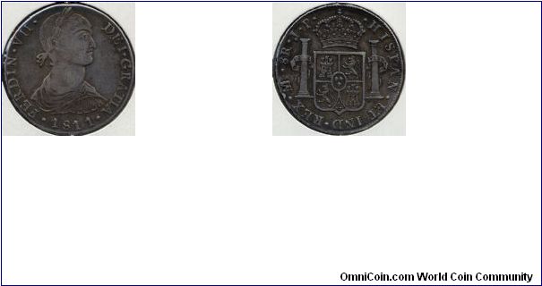 Peru - 1811JP - 8 Reales - Struck at LIMA for the Spanish colonies - Imaginary bust of Fernando VII - Type 