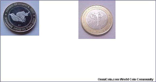 This is a VERY RARE Commemorative Bimetal Coin !

6.000 CFA 2003 

Mintage  ONLY 1.200 pieces !

The very FIRST  COIN  OF  BURKINA  FASO !