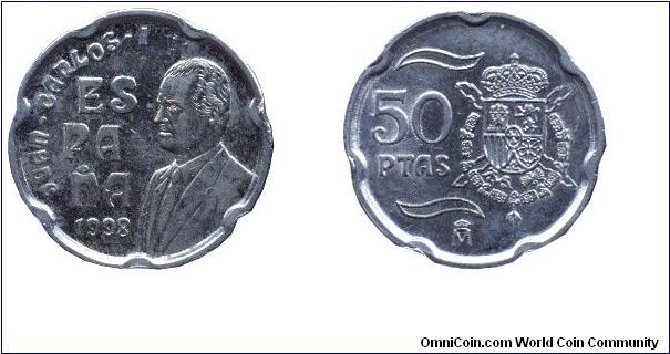 Spain, 50 pesetas, 1998, Juan Carlos I.                                                                                                                                                                                                                                                                                                                                                                                                                                                                             