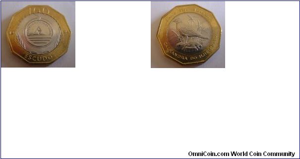 BIMETAL 100 Escudos 1994 Bird YELLOW Color ... a very beautiful coin !!