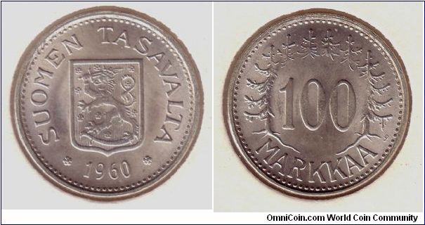 100 markkaa, 1956-1960 series. Design by Peippo Helle.