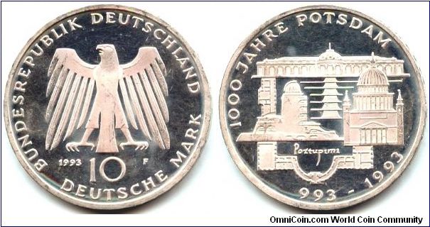 Germany, 10 mark 1993. 1000th Anniversary - Potsdam.