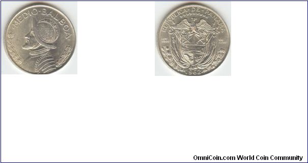1962 Panama 1/2 Balboa (Silver)