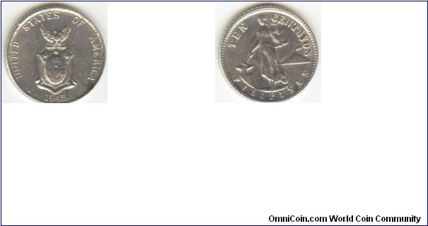 1945 Philippines Ten Centavos (Silver)