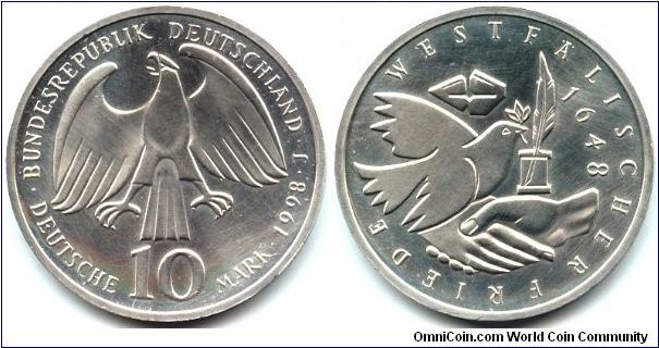 Germany, 10 mark 1998. 
350th Anniversary - Peace of Westphalia.