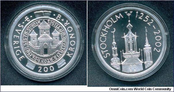 200 kronor. 750th year since the founding of Stockholm.
