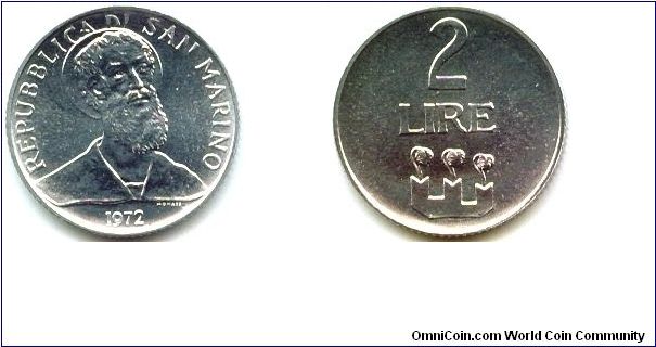 San Marino, 2 lire 1972.