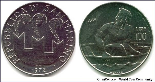 San Marino, 100 lire 1972.