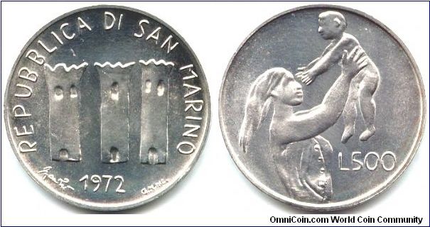 San Marino, 500 lire 1972.