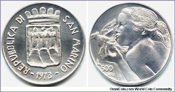 San Marino, 500 lire 1973.