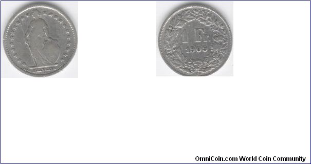 1909 Switzerland One Franc (Silver)