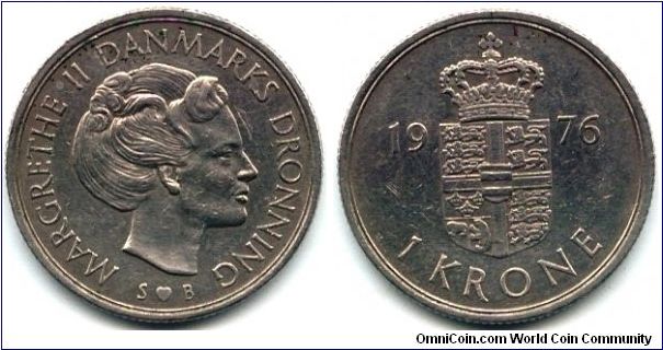 Denmark, 1 krone 1976.
Queen Margrethe II.