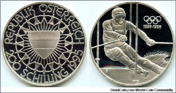 Austria, 200 schilling 1995.
100th Anniversary - Olympic games (1896-1996).