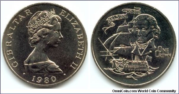 Gibraltar, 1 crown 1980.
175th Anniversary - Death of Nelson.