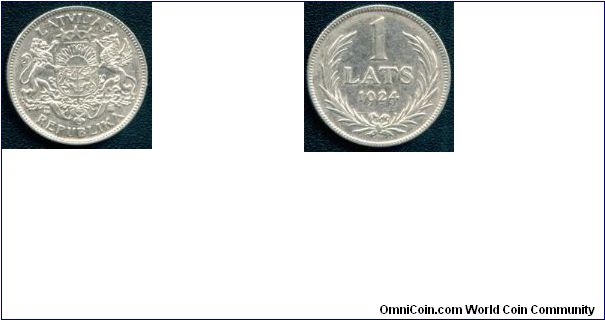 1 Lats 1924 silver Latvia