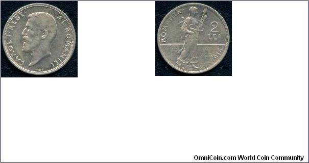 2 lei 1914 silver Romania, www.banivechi.home.ro