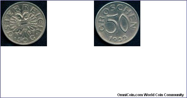 50 Groschen 1935 Austria, www.banivechi.home.ro