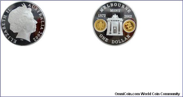Melbourne Mint 130th Anniv with Sovereign inserts, Ag 1oz