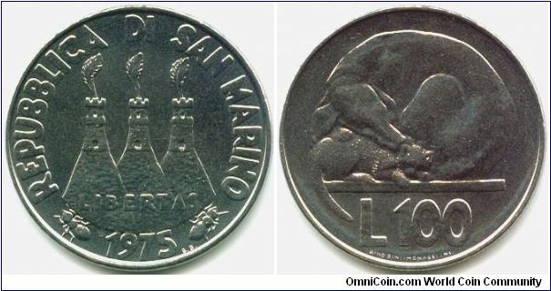 San Marino, 100 lire 1975.