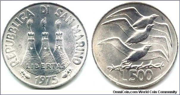 San Marino, 500 lire 1975.