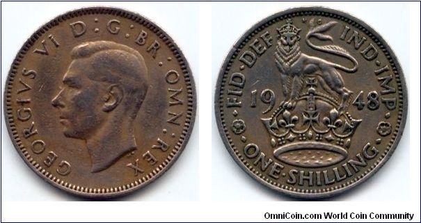 Great Britain, 1 shilling 1948.
King George VI.
English Crest.