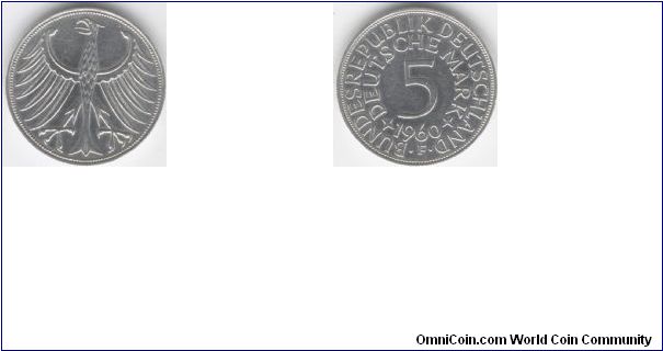 1960 German 5 Deutsche Mark (Silver)