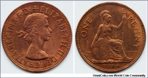 Great Britain, 1 penny 1964.
Queen Elizabeth II.
