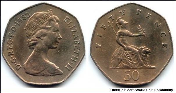 Great Britain, 50 pence 1983.
Queen Elizabeth II.