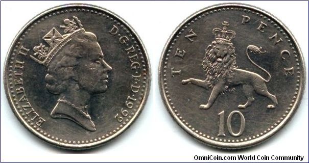 Great Britain, 10 pence 1992.
Queen Elizabeth II.