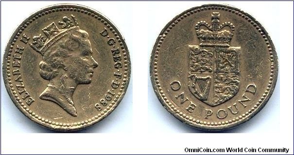Great Britain, 1 pound 1988.
Queen Elizabeth II.