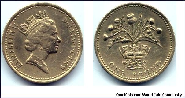 Great Britain, 1 pound 1989.
Queen Elizabeth II. Scottish Thistle.