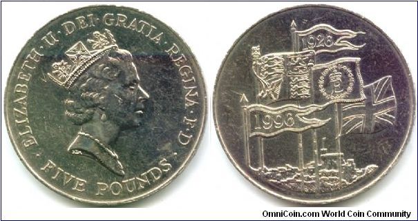 Great Britain, 5 pounds 1996.
70th Birthday of Queen Elizabeth II.
