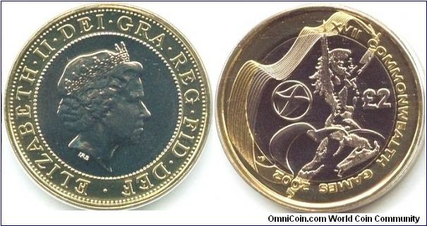 Great Britain, 2 pounds 2002. Queen Elizabeth II. XVII Commonwealth Games - Manchester 2002. Scotland.