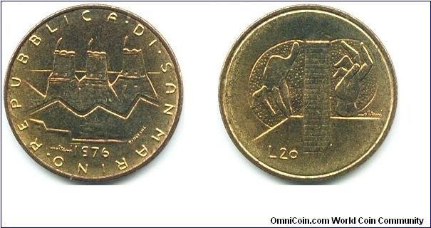 San Marino, 20 lire 1976.