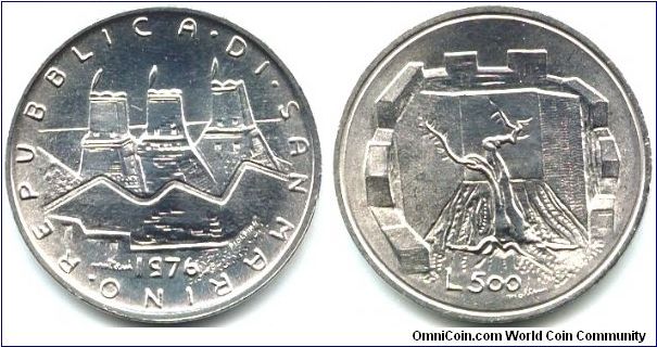 San Marino, 500 lire 1976.