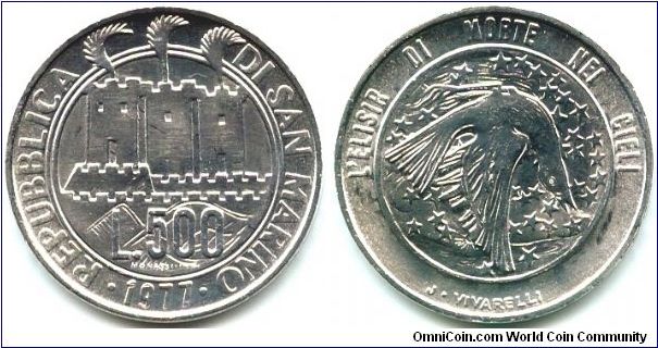San Marino, 500 lire 1977.