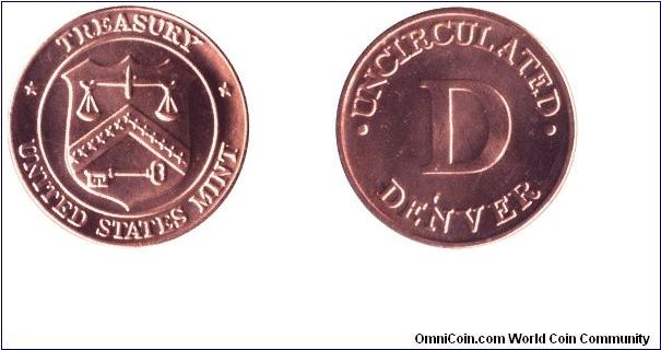 USA, Mint Mark Token from set, 1990, Denver                                                                                                                                                                                                                                                                                                                                                                                                                                                                         