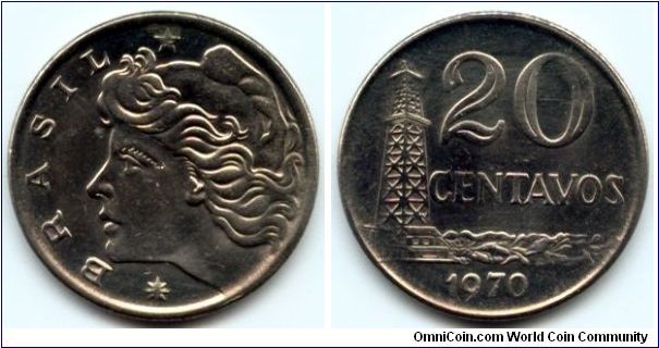 Brazil, 20 centavos 1970.