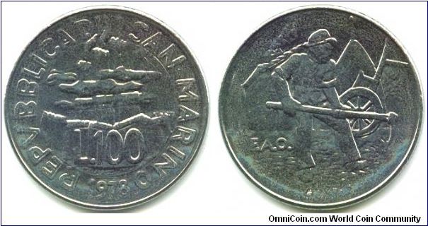 San Marino, 100 lire 1978.
F.A.O. Issue.