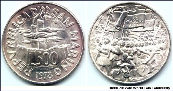 San Marino, 500 lire 1978.