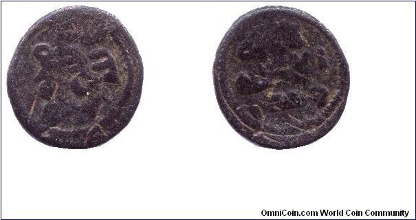 Umayyads, fals, cca 700, Bronze, Early plain Shada type from the Umayyads, probably minted in Jerash.                                                                                                                                                                                                                                                                                                                                                                                                               