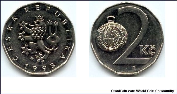 Czech Republic, 2 korun 1993.