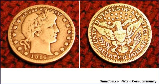 1916-D Barber Quarter