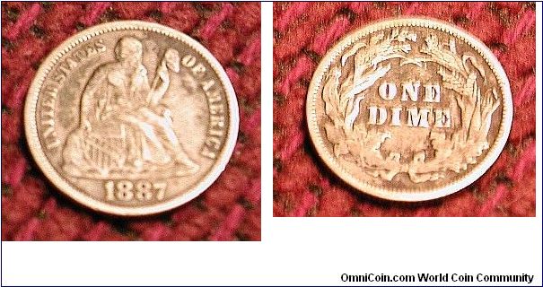 1887 Seated Liberty Dime, bad pic, sorry.