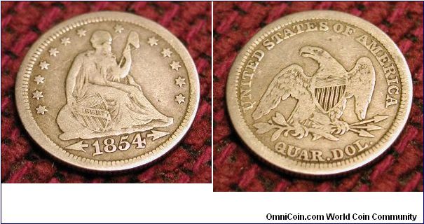 1854 Seated Liberty Quarter