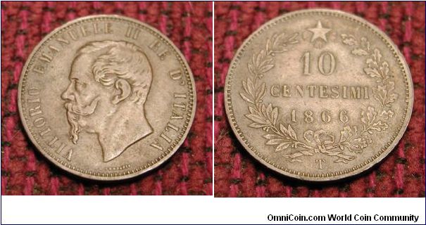 1866 Italian 10 Centesimi