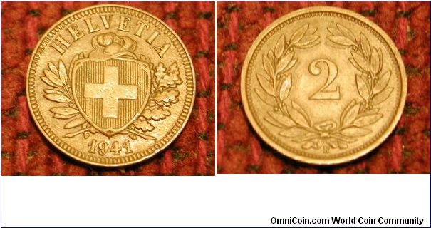 1941 Swiss 2 Rappen