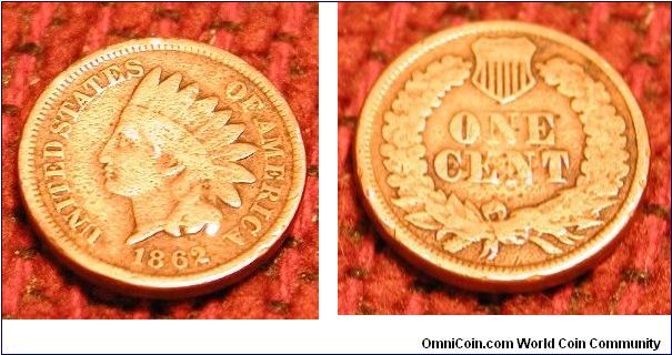1862 Indian Head Cent
