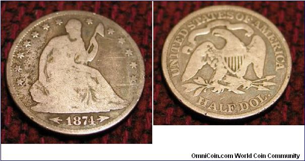 1874 Seated Liberty Half Dollar