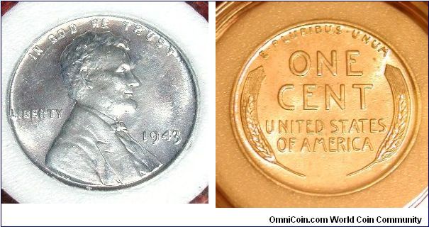 1943 Steel Lincoln Wheat Cent